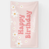 Banderoles Retro Daisy Rose Joyeux Anniversaire (Vertical)