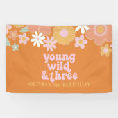 Banderoles Retro Floral Young Wild trois ans (Horizontal)