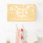 Banderoles Retro jaune Daisy boho Peace Love baby shower (En situation)