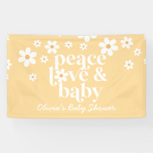 Banderoles Retro jaune Daisy boho Peace Love baby shower