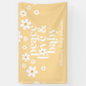 Banderoles Retro jaune Daisy boho Peace Love baby shower (Vertical)