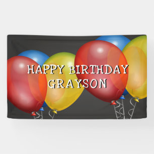 Banderoles Retro Joyeux ballons d'anniversaire sur tableau de