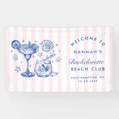 Banderoles Retro Modern Pink & Blue Bachelorette Weekend (Horizontal)