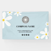 Banderoles Retro Pastel Blue White Daisy Business Logo Event (Horizontal)