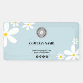 Banderoles Retro Pastel Blue White Daisy Business Logo Event (Horizontal)