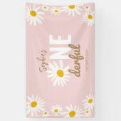 Banderoles Retro Pink Daisy ONE derful 1st Birthday Party (Vertical)