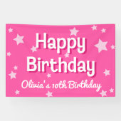 Banderoles Retro Pretty Rose Stars Joyeux anniversaire (Horizontal)