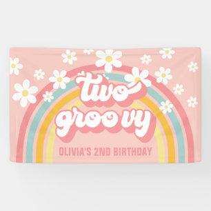 Banderoles Retro Rainbow Deux Super 2e anniversaire