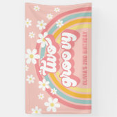 Banderoles Retro Rainbow Deux Super 2e anniversaire (Vertical)