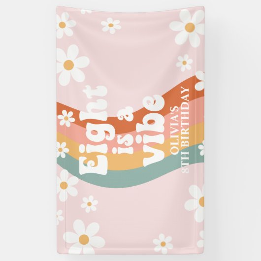 Banderoles Retro Rainbow Eight est une Vibe Daisy 8TH (Vertical)