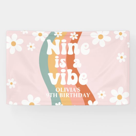 Banderoles Retro Rainbow Nine est une Vibe Daisy 9TH (Horizontal)