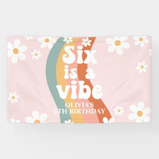 Banderoles Retro Rainbow Six est une Vibe Daisy 6TH (Horizontal)