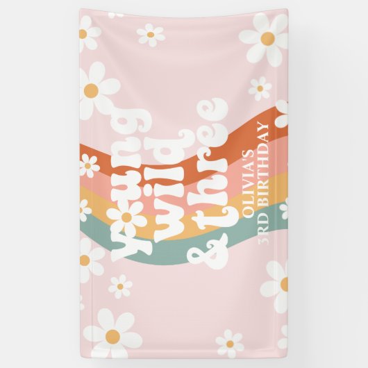 Banderoles Retro Rainbow Young Wild Three Daisy (Vertical)