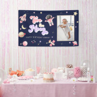 Retro rose deux l'espace lune Anniversaire