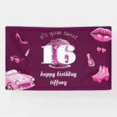 Banderoles Retro Rose Sweet 16 Anniversaire (Horizontal)
