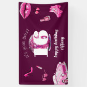 Banderoles Retro Rose Sweet 16 Anniversaire (Vertical)