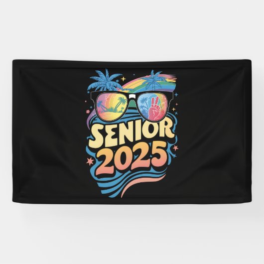 Banderoles Retro Senior 2025 Classe De Diplôme De 2025 (Horizontal)