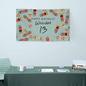 Banderoles Retro Skateboard Blue Cool Skateboard Anniversaire (Salon professionnel)