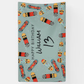 Banderoles Retro Skateboard Blue Cool Skateboard Anniversaire (Vertical)