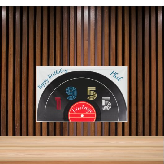 Banderoles Retro Stripe Vinyl Record 1955 70e anniversaire