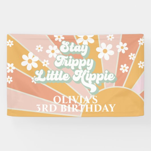 Banderoles Retro Sunshine Stay Trippy Little Hippie Anniversa (Horizontal)