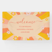 Banderoles Retro Super 70's à thème orange jaune Mariage (Horizontal)