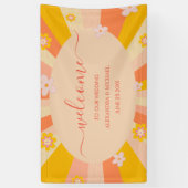 Banderoles Retro Super 70's à thème orange jaune Mariage (Vertical)