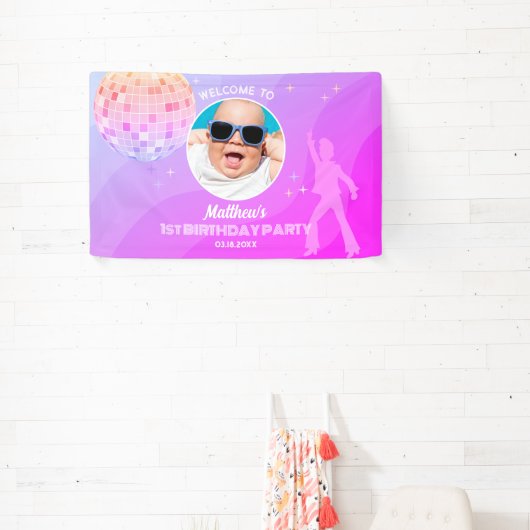 Banderoles Retro Super 80s 90s Disco Birthday Welcome Photo (Insitu)