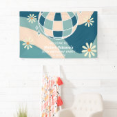Banderoles Retro Super Wave Disco Ball Daisy Green Anniversai (En situation)