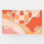 Banderoles Retro Super Wave Disco Ball Daisy rose Anniversair (Horizontal)