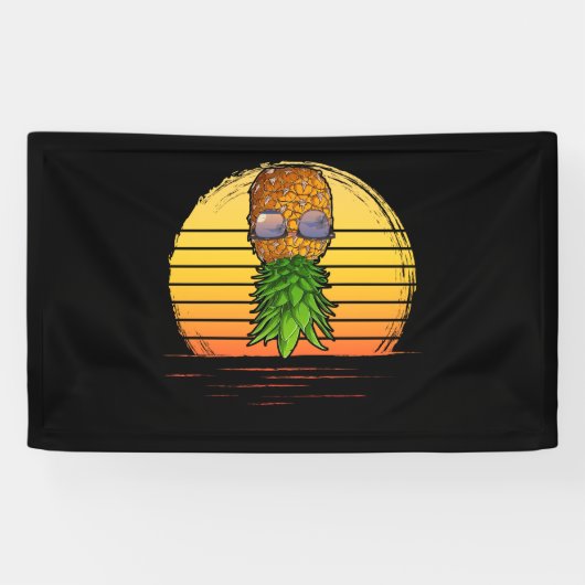 Banderoles Retro Swinger Upside Down Pineapple Sunset Horizon (Horizontal)
