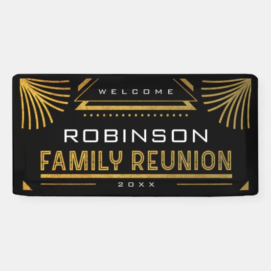 Banderoles Retrouvailles familiales Gold Art déco (Horizontal)