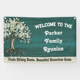 Banderoles Réunion d'arbre généalogique Rustique Bienvenue