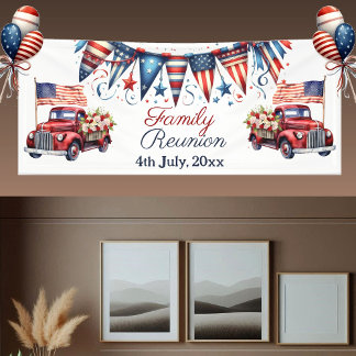Banderoles Réunion de famille drapeau patriotique 4 juillet B