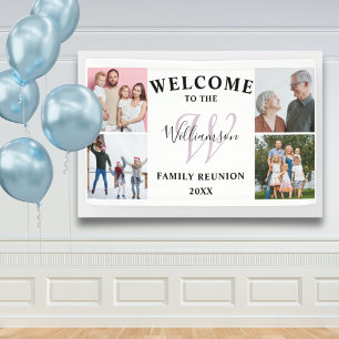 Banderoles Réunion de famille Monogramme & Photo Bienvenue 