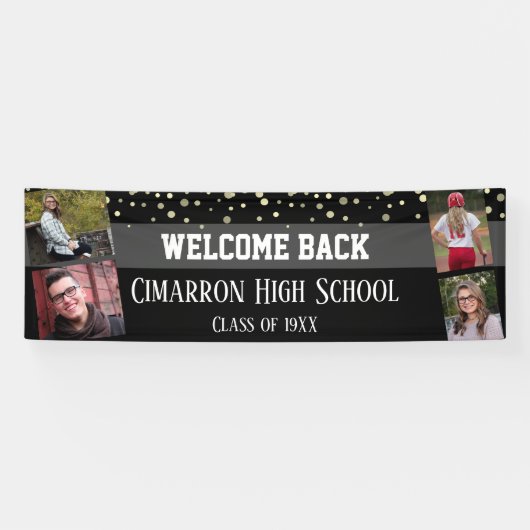 Banderoles Réunion du lycée Photo Grey Confetti Party (Horizontal)