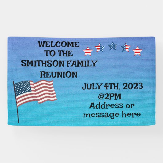 Banderoles Réunion familiale Juillet 4 thème fête (Horizontal)