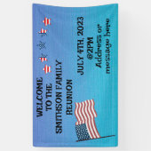 Banderoles Réunion familiale Juillet 4 thème fête (Vertical)