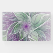 Banderoles Rêve de fleurs, Abstrait violet vert Fractal Art (Horizontal)