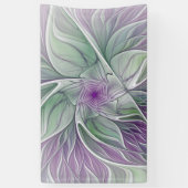 Banderoles Rêve de fleurs, Abstrait violet vert Fractal Art (Vertical)