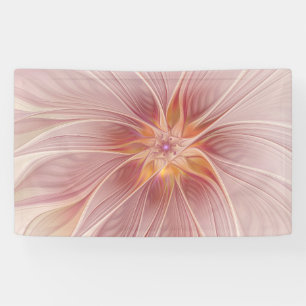 Banderoles Rêve floral rose tendre, art fractal abstrait de f