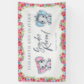 Banderoles Révélation de genre des Roses rose et bleu éléphan (Vertical)