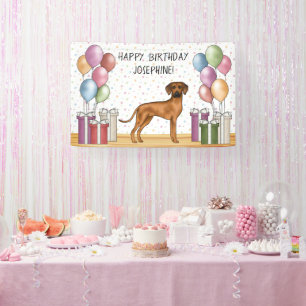Banderoles Rhodesian Ridgeback Colorful Pastel Joyeux Anniver