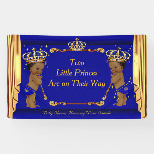 Banderoles Rideau pour Baby Shower Jumeaux Princes Bleu Or Et