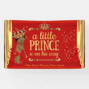 Banderoles Rideau Prince Baby Shower Rouge Or Ethnique