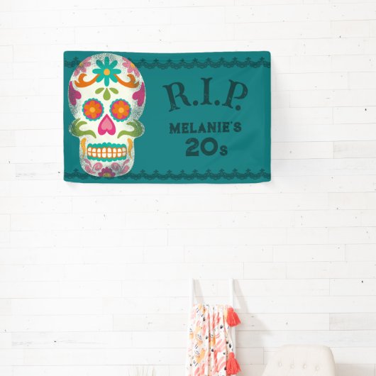 Banderoles RIP mes 20 ans Custom Age Crâne sucre Anniversaire (Insitu)