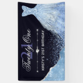 Banderoles Robe d'aquarelle bleu clair 21e anniversaire (Vertical)