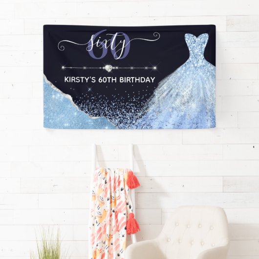 Banderoles Robe d'aquarelle bleu clair Anniversaire (En situation)