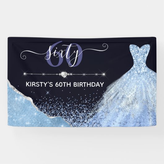 Banderoles Robe d'aquarelle bleu clair Anniversaire (Horizontal)