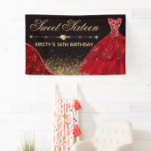 Banderoles Robe d'aquarelle rouge & vague rouge Bord doux 16 (En situation)